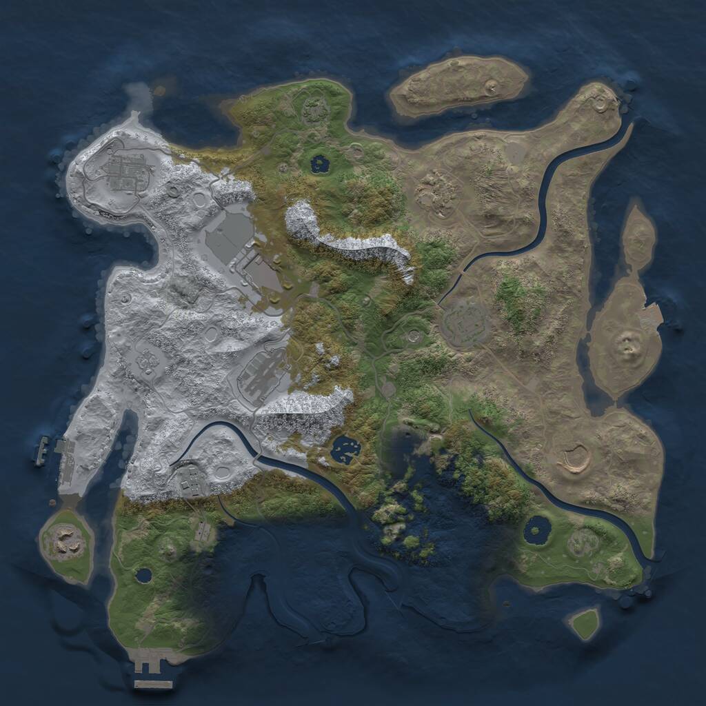 Rust Map: Procedural Map, Size: 3750, Seed: 343434, 16 Monuments