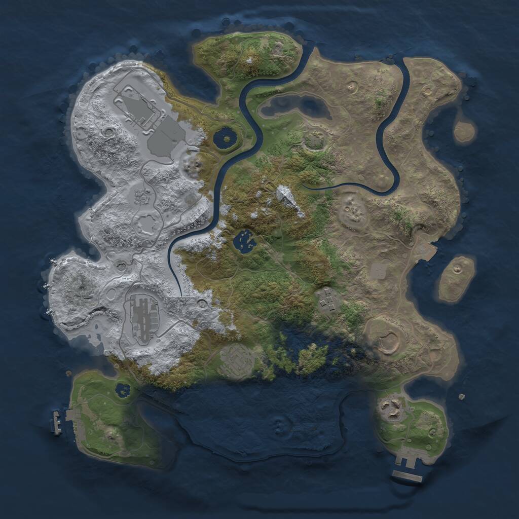 Rust Map: Procedural Map, Size: 3500, Seed: 916777610, 13 Monuments