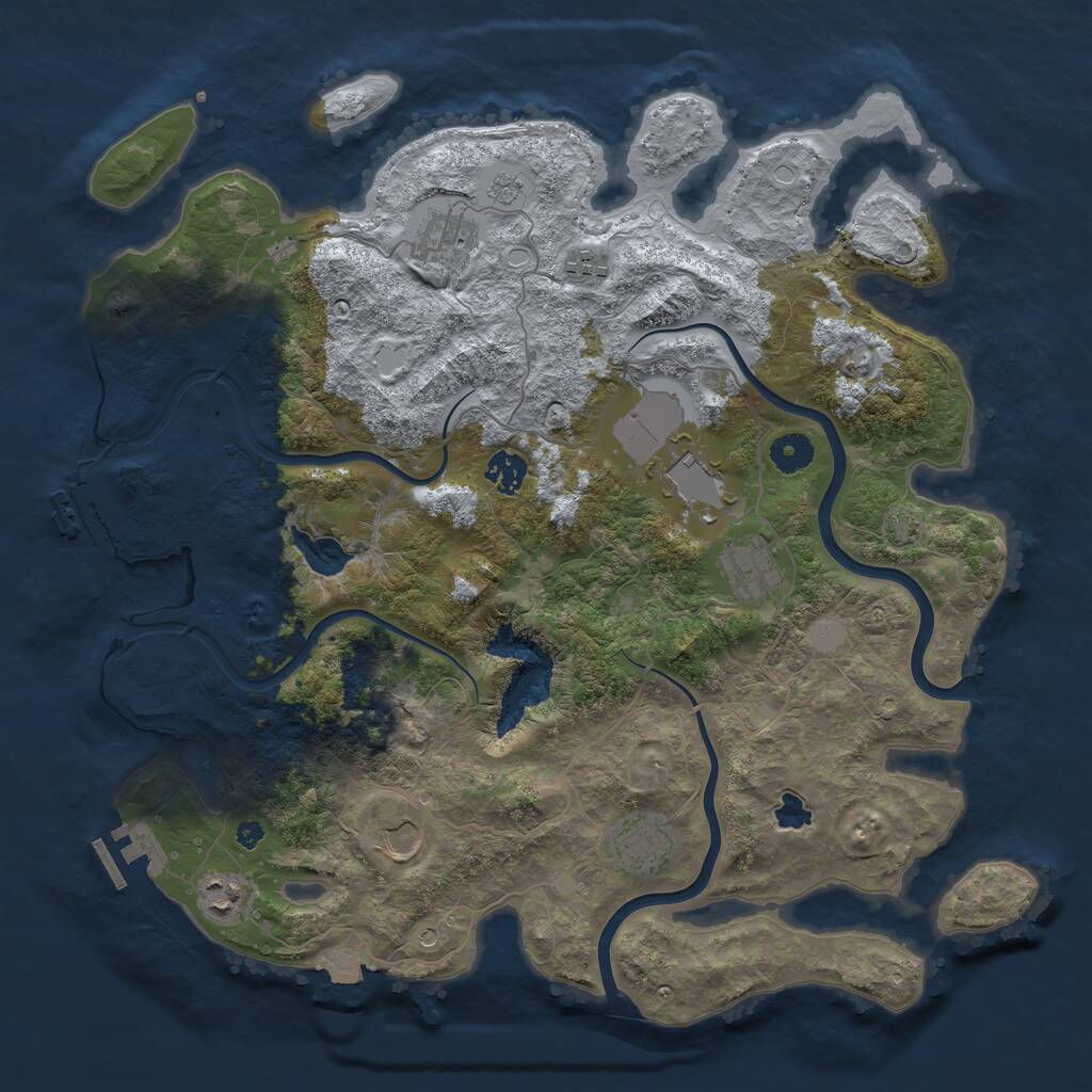 Rust Map: Procedural Map, Size: 4000, Seed: 46364, 14 Monuments
