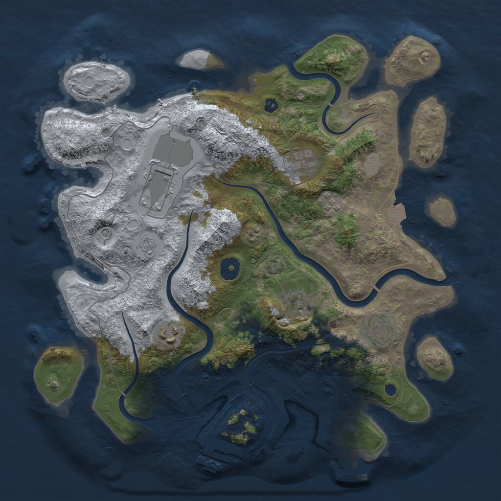 Rust Map: Procedural Map, Size: 3500, Seed: 1695661431, 12 Monuments