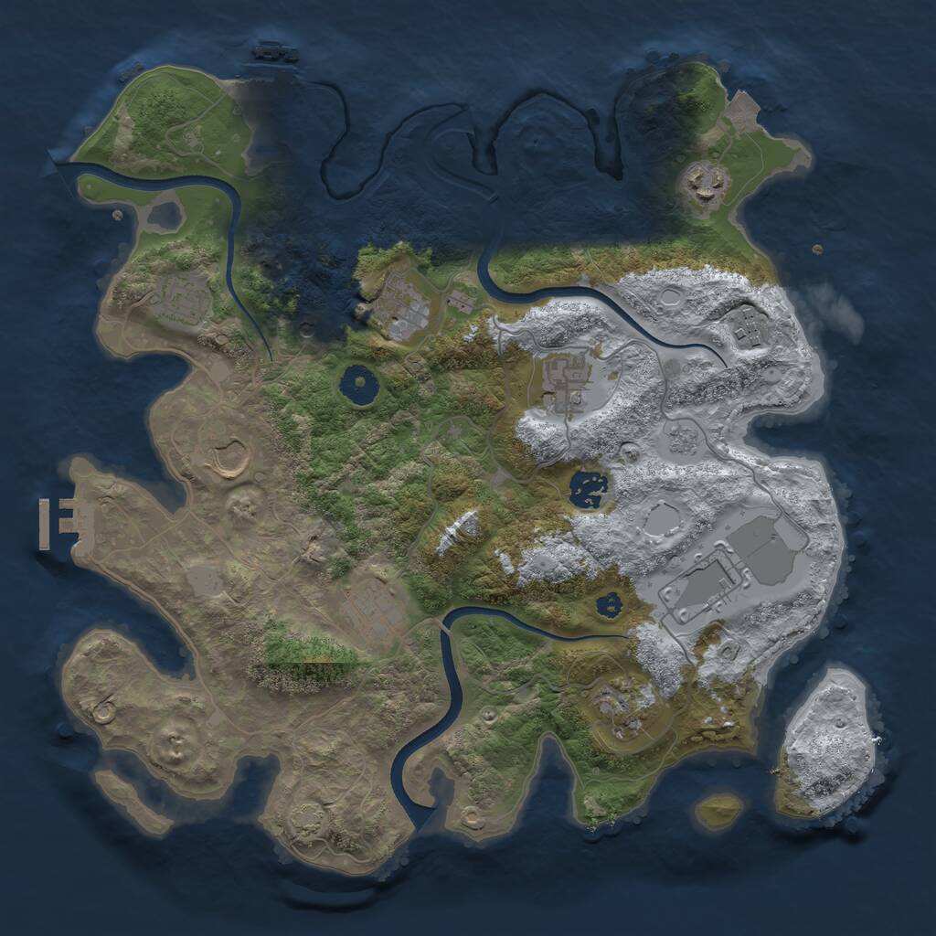 Rust Map: Procedural Map, Size: 3650, Seed: 2203, 16 Monuments