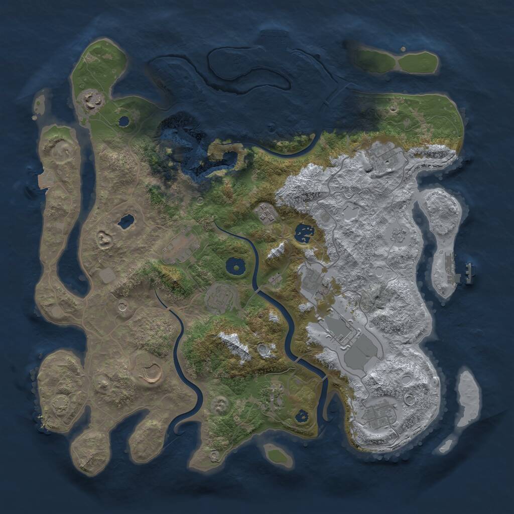 Rust Map: Procedural Map, Size: 4000, Seed: 1990012087, 17 Monuments