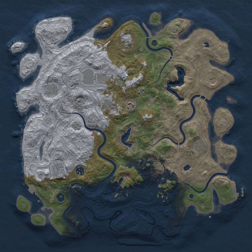 Rust Map: Procedural Map, Size: 4500, Seed: 921058552, 16 Monuments