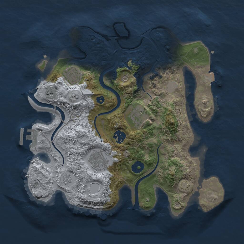 Rust Map: Procedural Map, Size: 3000, Seed: 15332, 10 Monuments