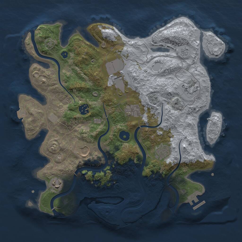 Rust Map: Procedural Map, Size: 3500, Seed: 615281184, 13 Monuments