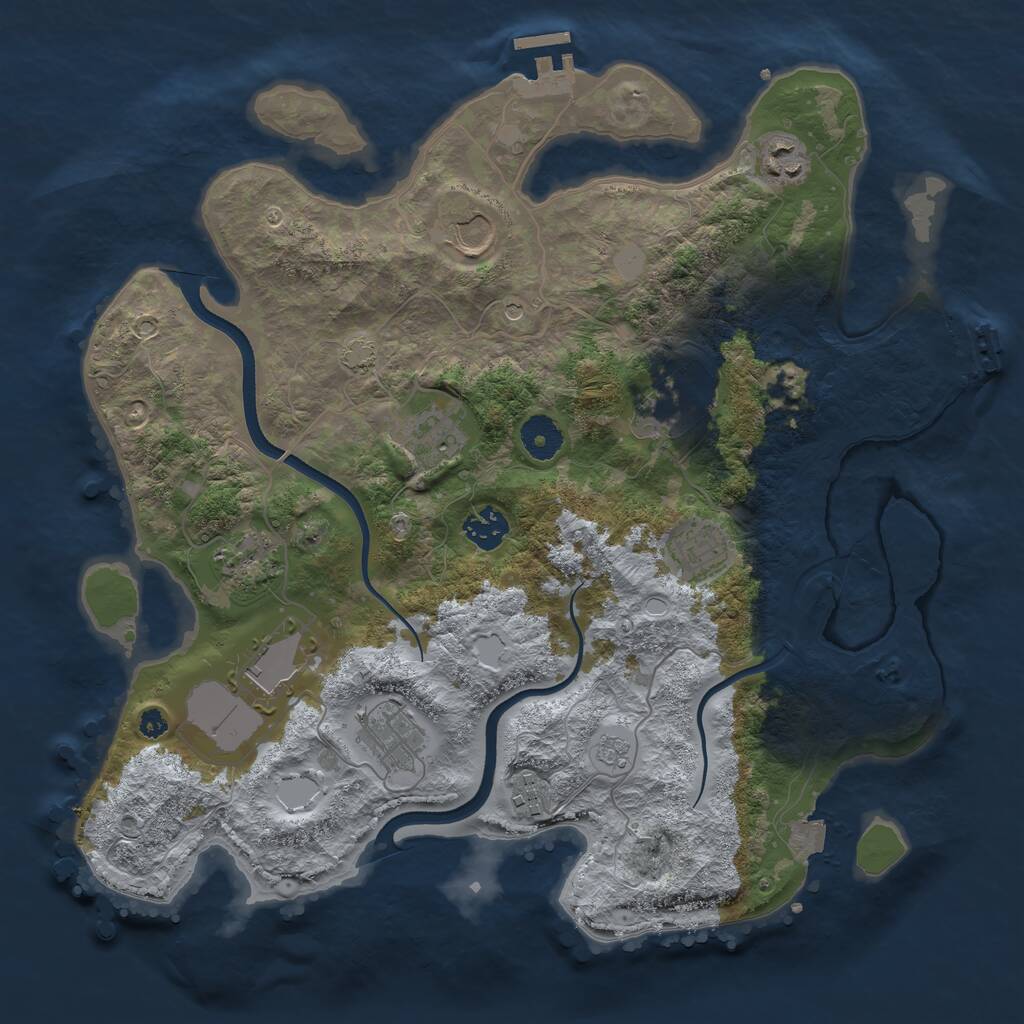 Rust Map: Procedural Map, Size: 3650, Seed: 403450870, 16 Monuments