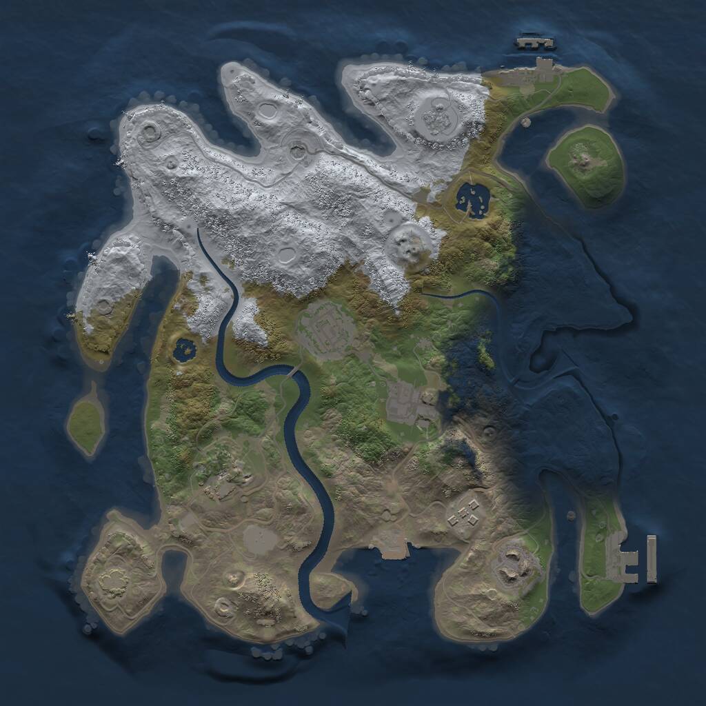 Rust Map: Procedural Map, Size: 3000, Seed: 728829, 12 Monuments