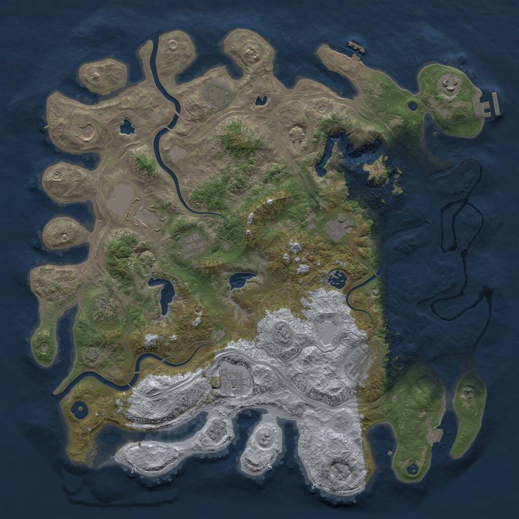 Rust Map: Procedural Map, Size: 4500, Seed: 2034527290, 17 Monuments