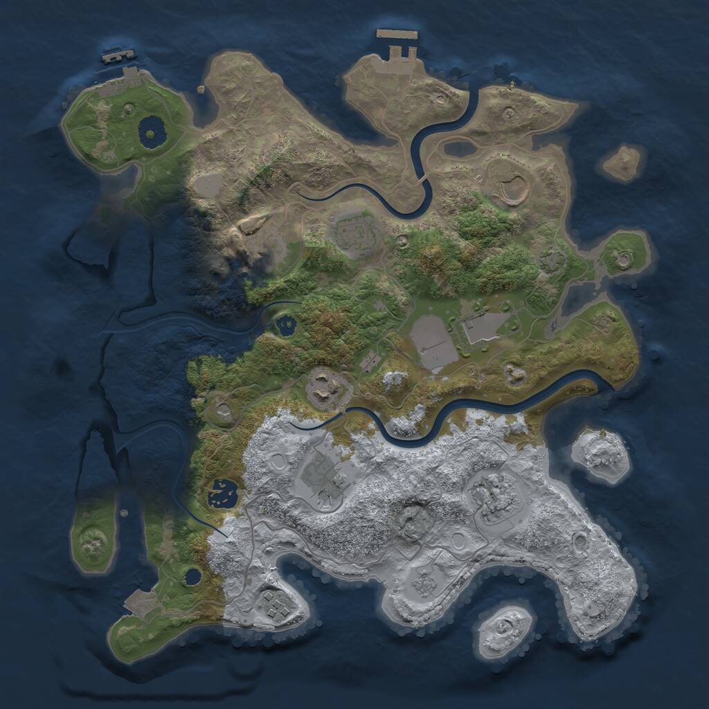 Rust Map: Procedural Map, Size: 3500, Seed: 1797472162, 15 Monuments