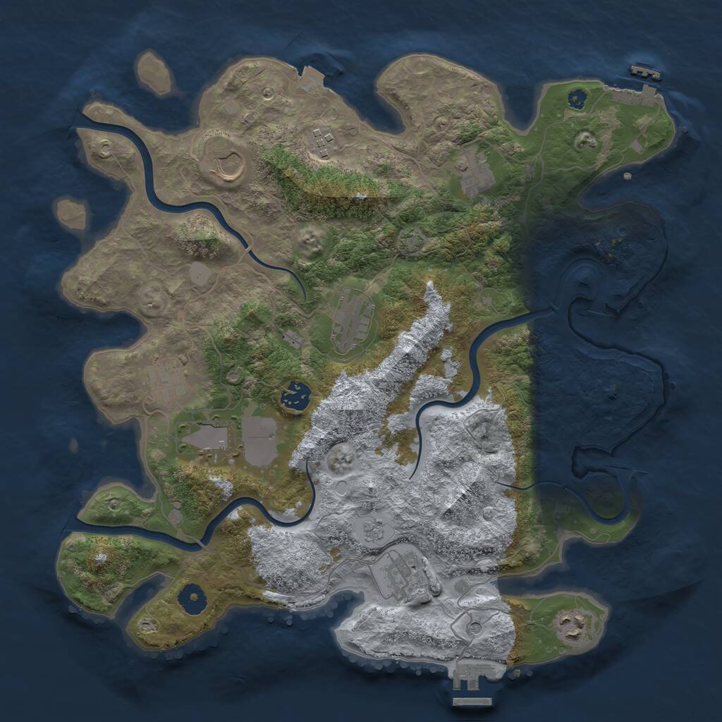 Rust Map: Procedural Map, Size: 3750, Seed: 405920835, 15 Monuments