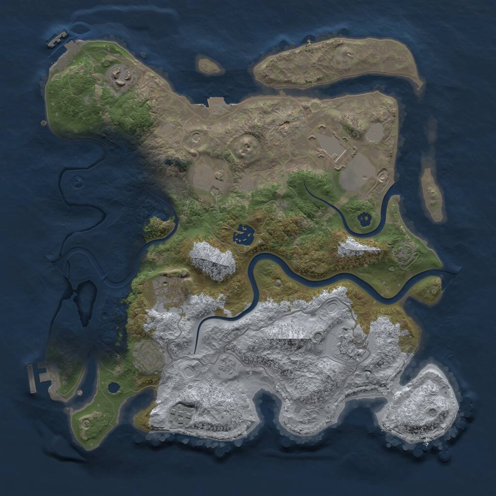 Rust Map: Procedural Map, Size: 3500, Seed: 53370, 14 Monuments