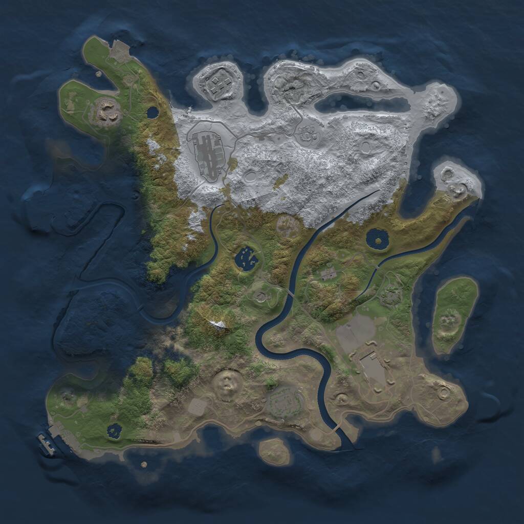 Rust Map: Procedural Map, Size: 3500, Seed: 836246, 12 Monuments