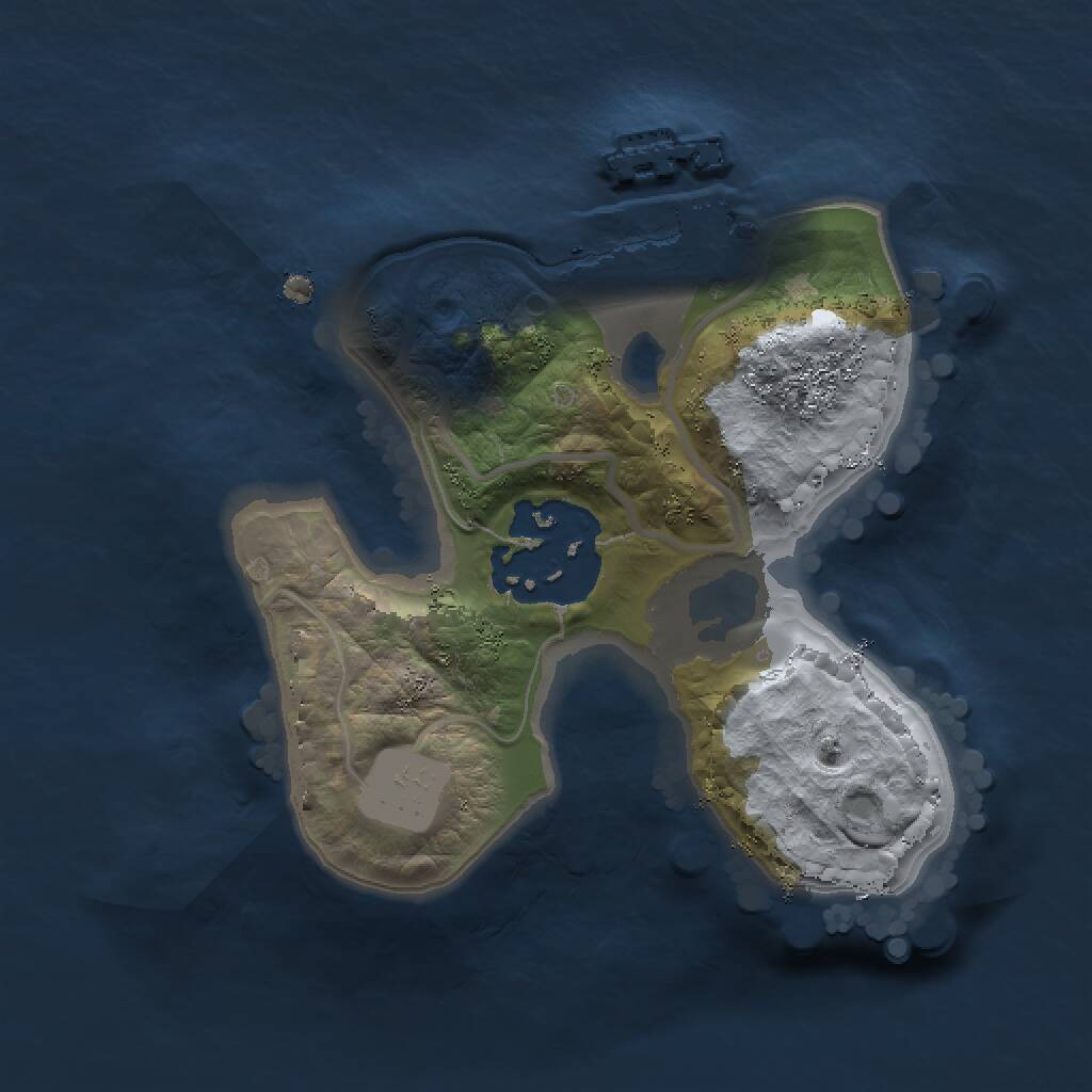 Rust Map: Procedural Map, Size: 1500, Seed: 7464, 3 Monuments
