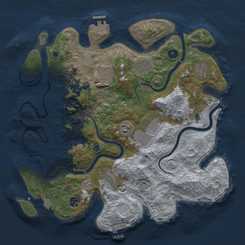 Rust Map: Procedural Map, Size: 3750, Seed: 682522822, 14 Monuments