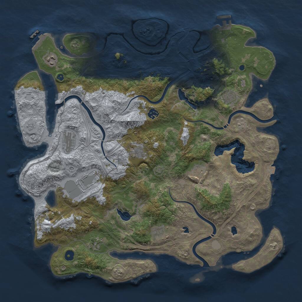 Rust Map: Procedural Map, Size: 4500, Seed: 635104734, 16 Monuments