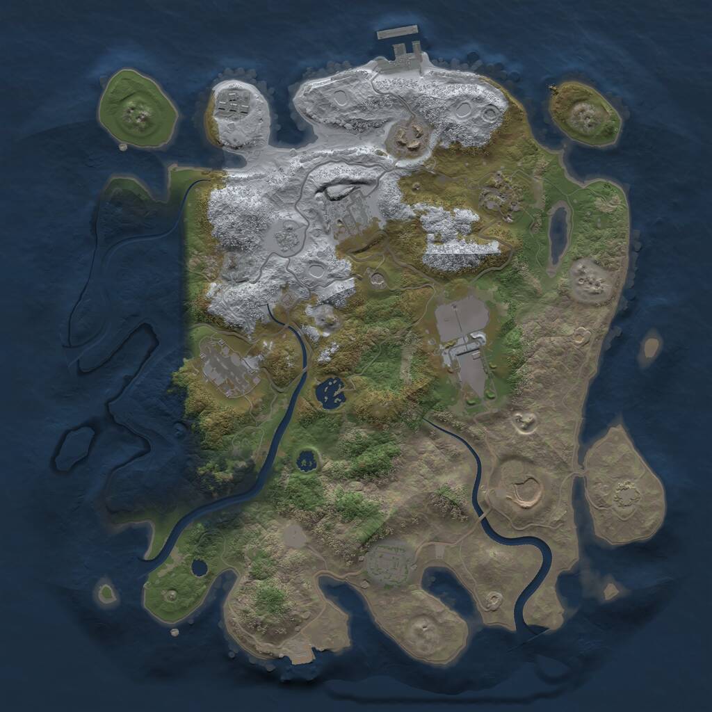 Rust Map: Procedural Map, Size: 3500, Seed: 1969408055, 14 Monuments