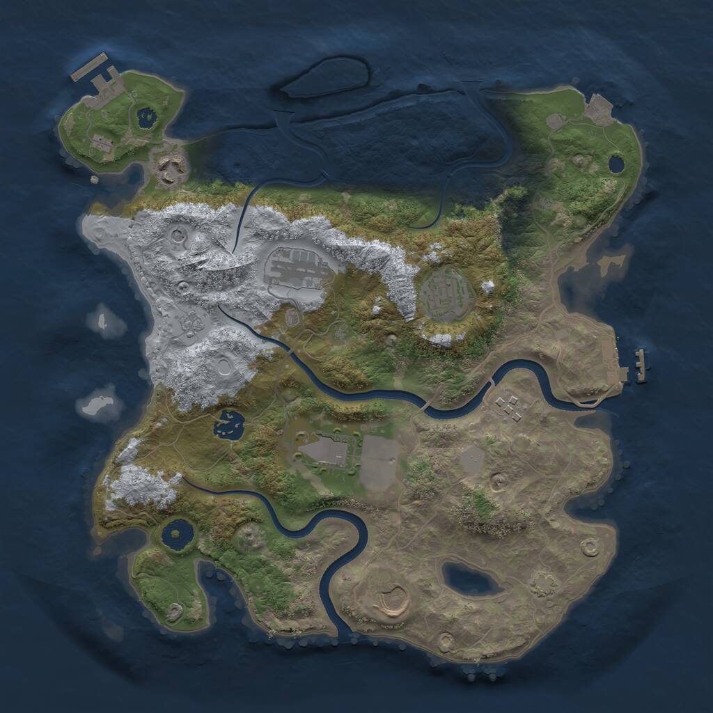 Rust Map: Procedural Map, Size: 3500, Seed: 135239, 13 Monuments