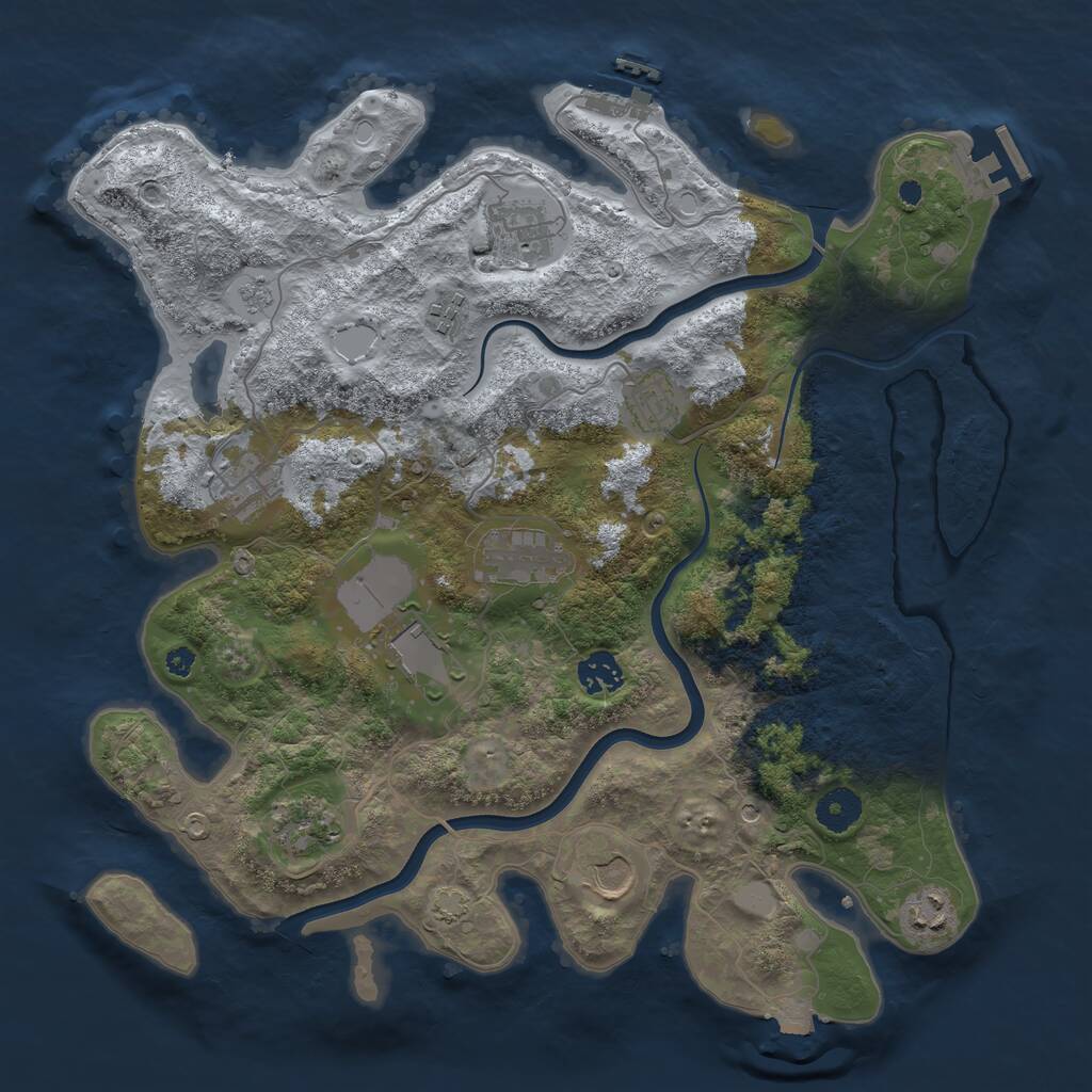 Rust Map: Procedural Map, Size: 3750, Seed: 704424638, 16 Monuments
