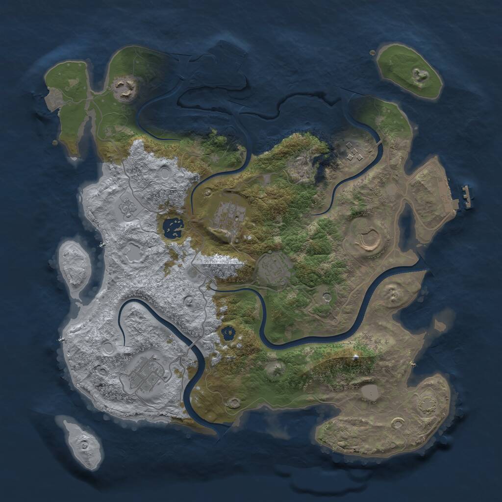 Rust Map: Procedural Map, Size: 3500, Seed: 735019284, 13 Monuments