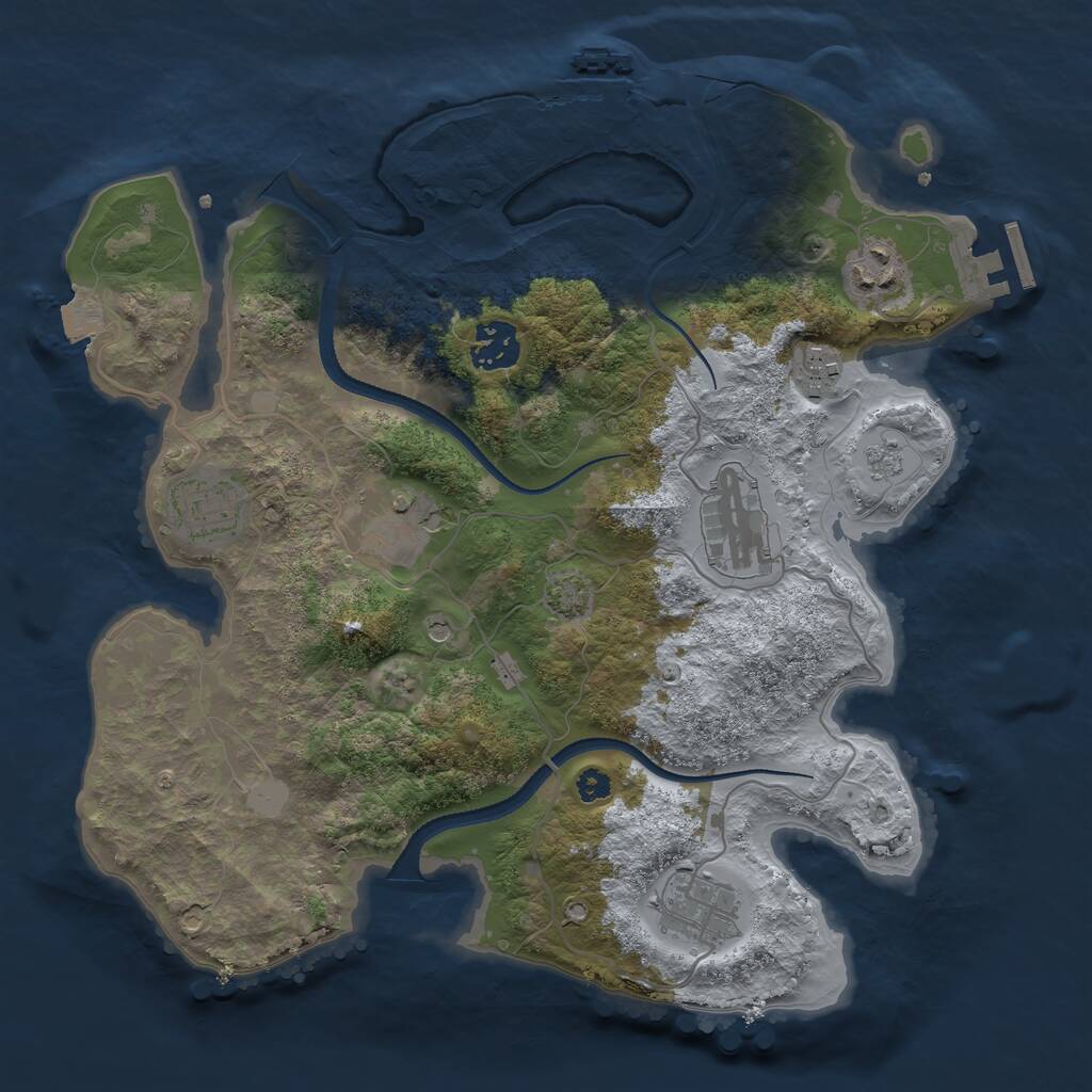 Rust Map: Procedural Map, Size: 3250, Seed: 870067579, 13 Monuments