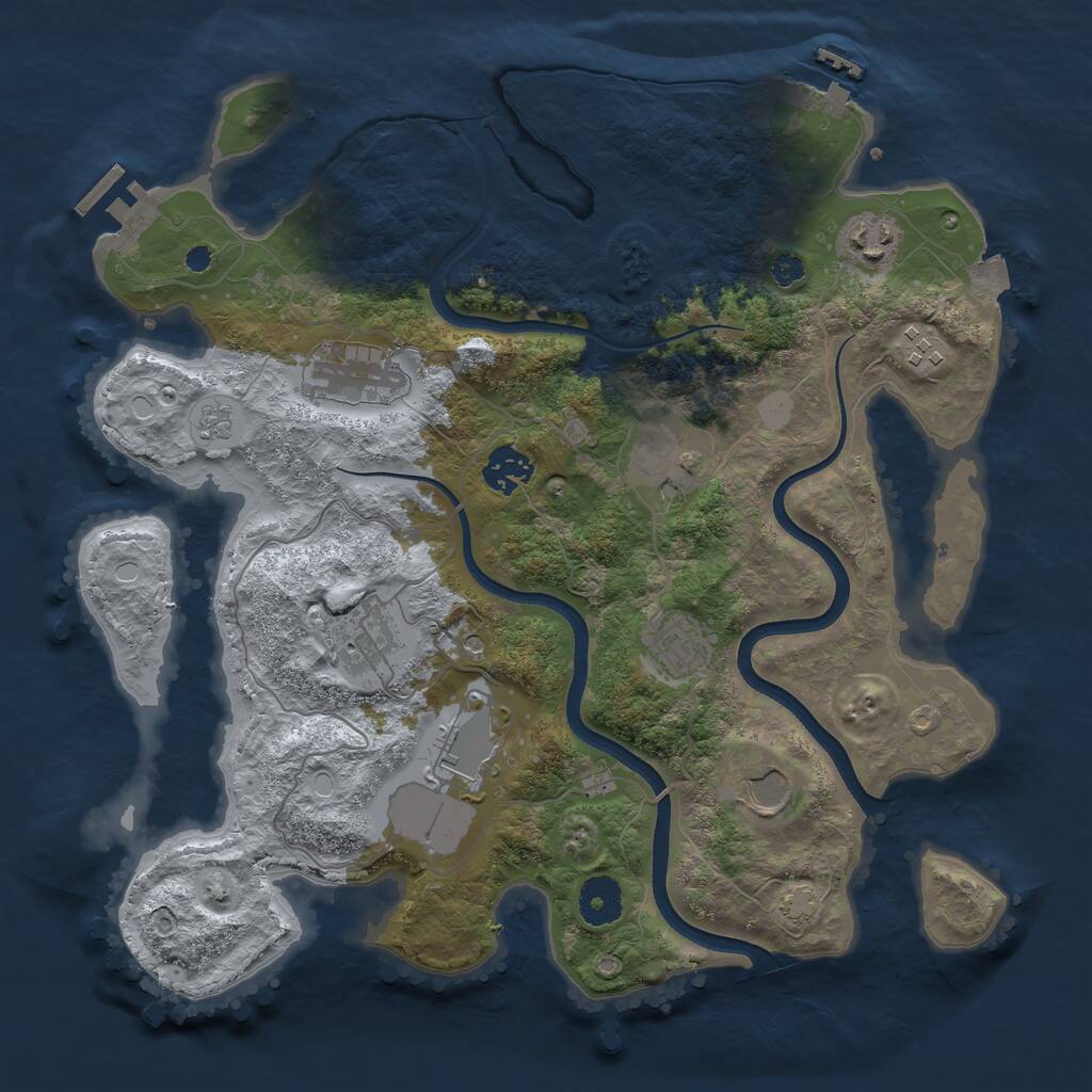 Rust Map: Procedural Map, Size: 3500, Seed: 2023781066, 15 Monuments