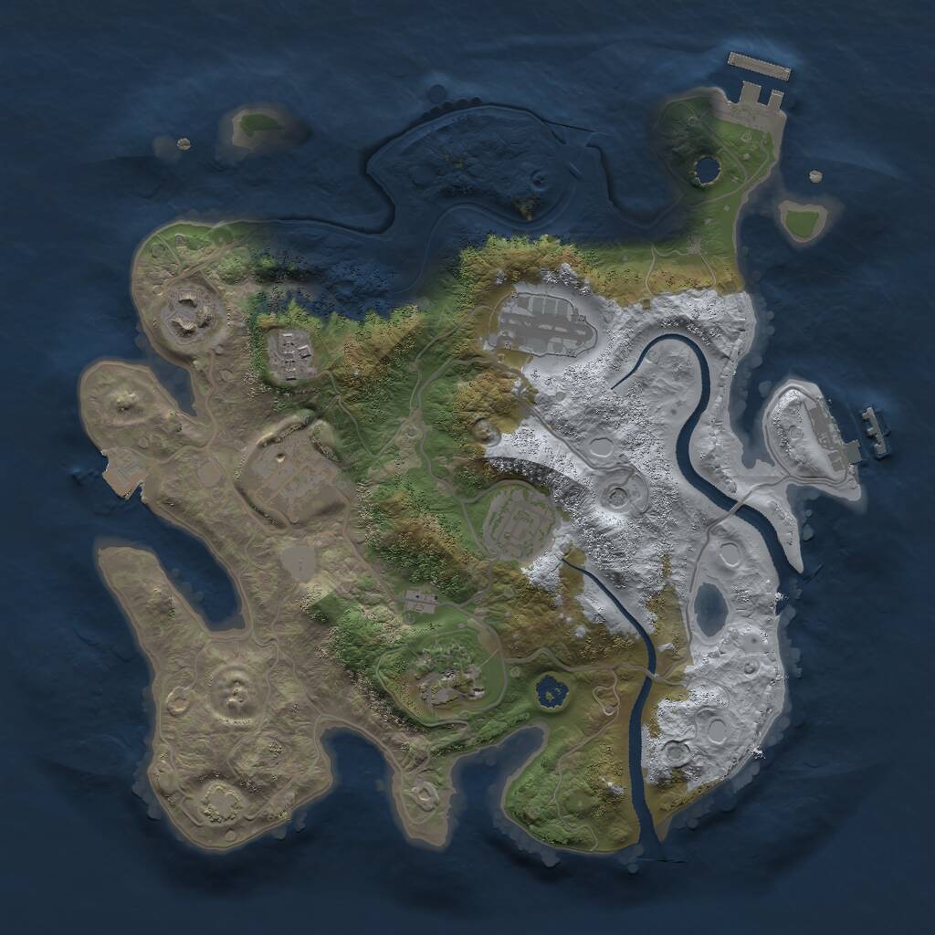Rust Map: Procedural Map, Size: 3000, Seed: 563429414, 11 Monuments