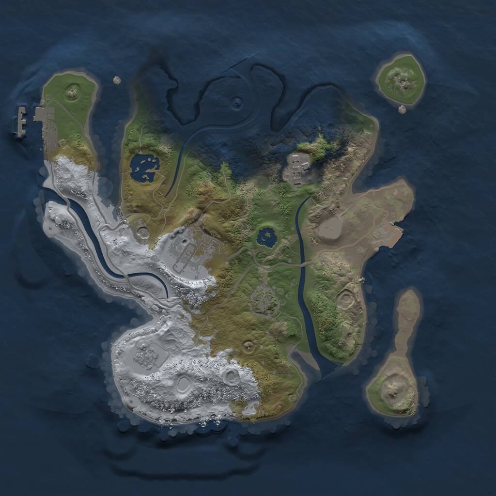 Rust Map: Procedural Map, Size: 2500, Seed: 157186998, 8 Monuments