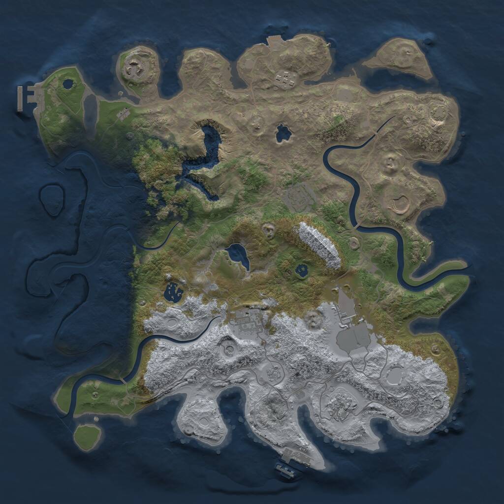 Rust Map: Procedural Map, Size: 4000, Seed: 1811005874, 14 Monuments