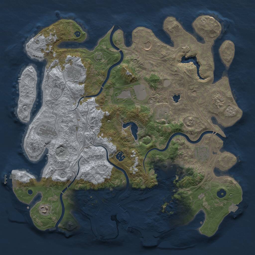Rust Map: Procedural Map, Size: 4250, Seed: 2058490942, 17 Monuments