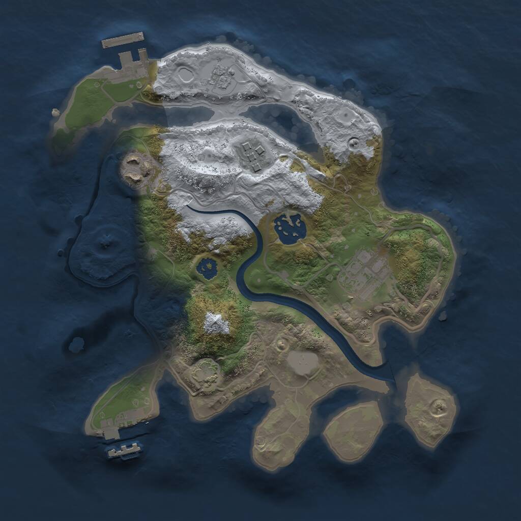 Rust Map: Procedural Map, Size: 2500, Seed: 1693064298, 9 Monuments