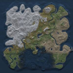 Thumbnail Rust Map: Procedural Map, Size: 4500, Seed: 1364109586, 17 Monuments