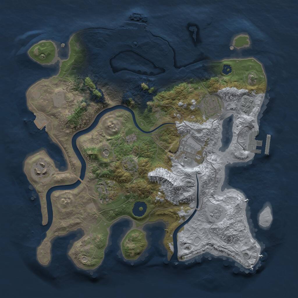 Rust Map: Procedural Map, Size: 3000, Seed: 137923, 11 Monuments