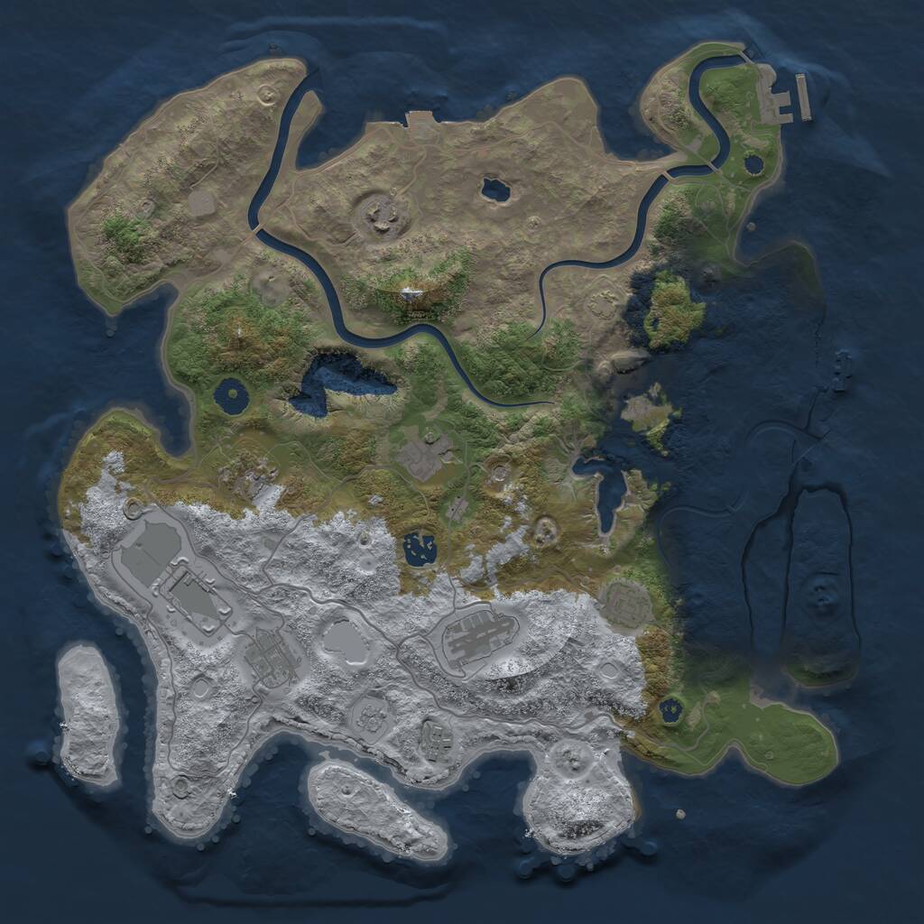 Rust Map: Procedural Map, Size: 4000, Seed: 2142955104, 16 Monuments