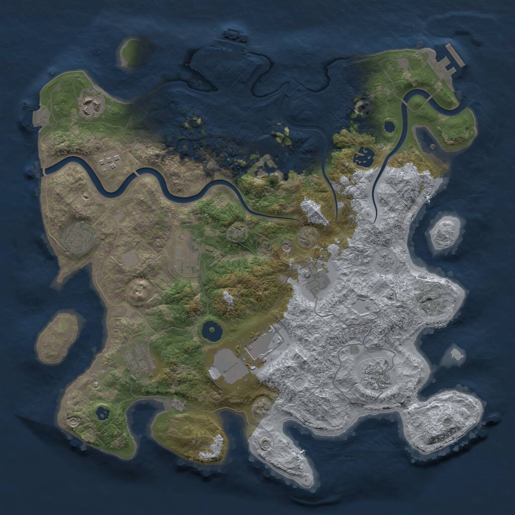 Rust Map: Procedural Map, Size: 3800, Seed: 2107373150, 16 Monuments