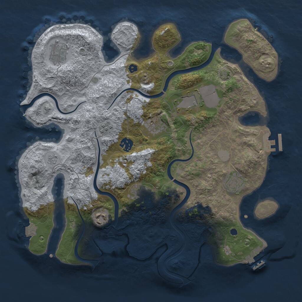 Rust Map: Procedural Map, Size: 3500, Seed: 1417318827, 14 Monuments