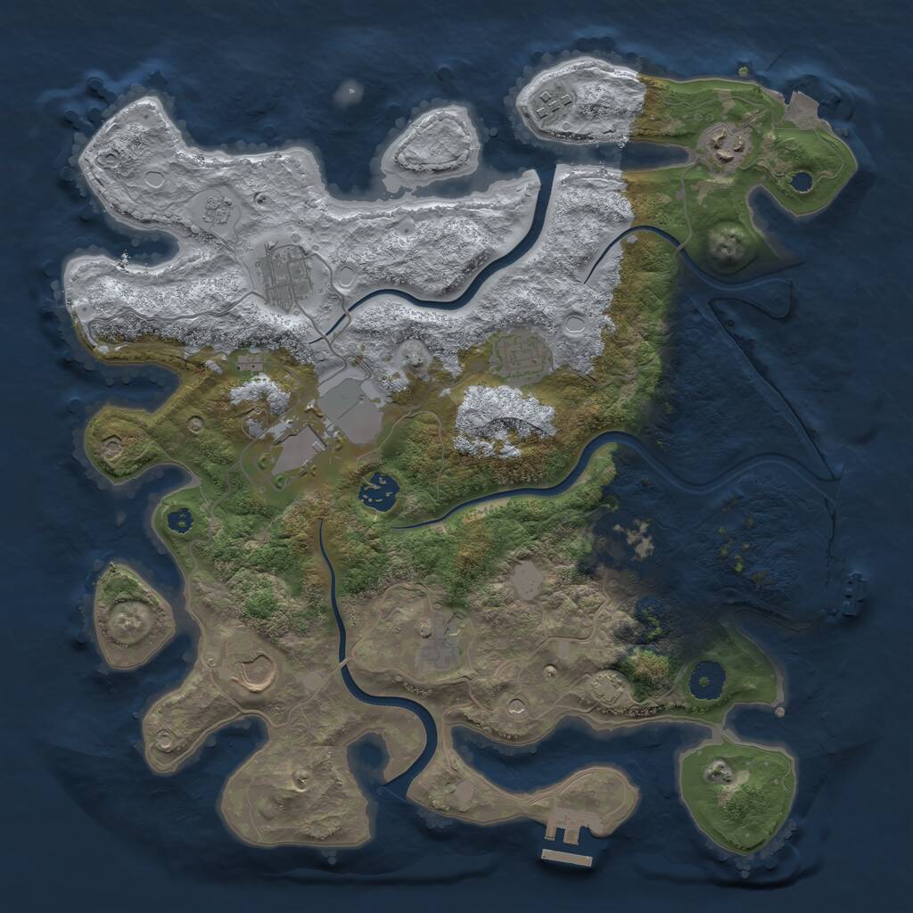 Rust Map: Procedural Map, Size: 3650, Seed: 1095565012, 15 Monuments