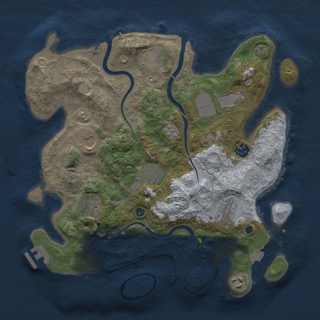 Rust Map: Procedural Map, Size: 3500, Seed: 33518, 14 Monuments