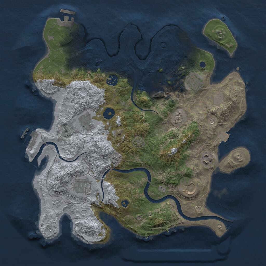 Rust Map: Procedural Map, Size: 3500, Seed: 823481531, 14 Monuments