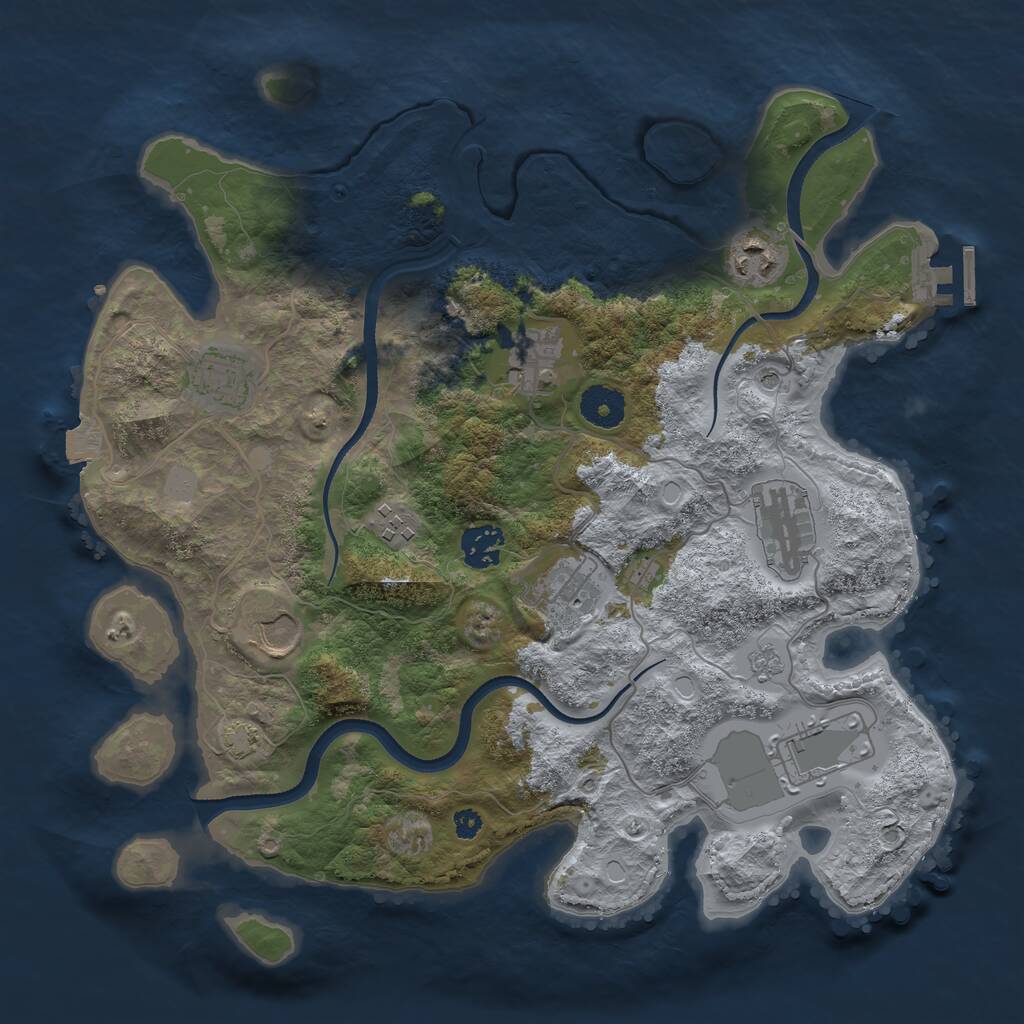 Rust Map: Procedural Map, Size: 3500, Seed: 692689038, 14 Monuments