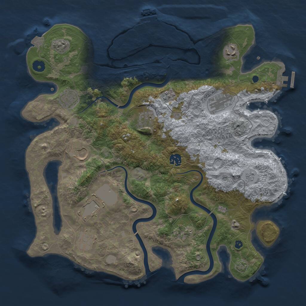 Rust Map: Procedural Map, Size: 3750, Seed: 216420918, 16 Monuments