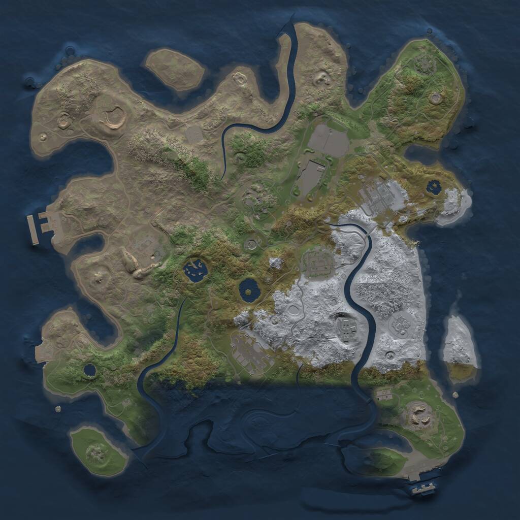 Rust Map: Procedural Map, Size: 3500, Seed: 914755316, 16 Monuments