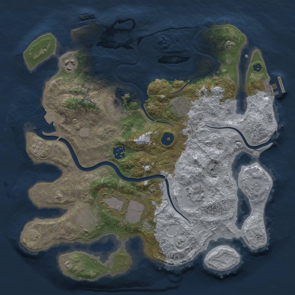 Rust Map: Procedural Map, Size: 3500, Seed: 1869141710, 14 Monuments