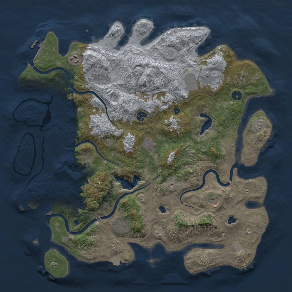 Rust Map: Procedural Map, Size: 4500, Seed: 2093557916, 15 Monuments