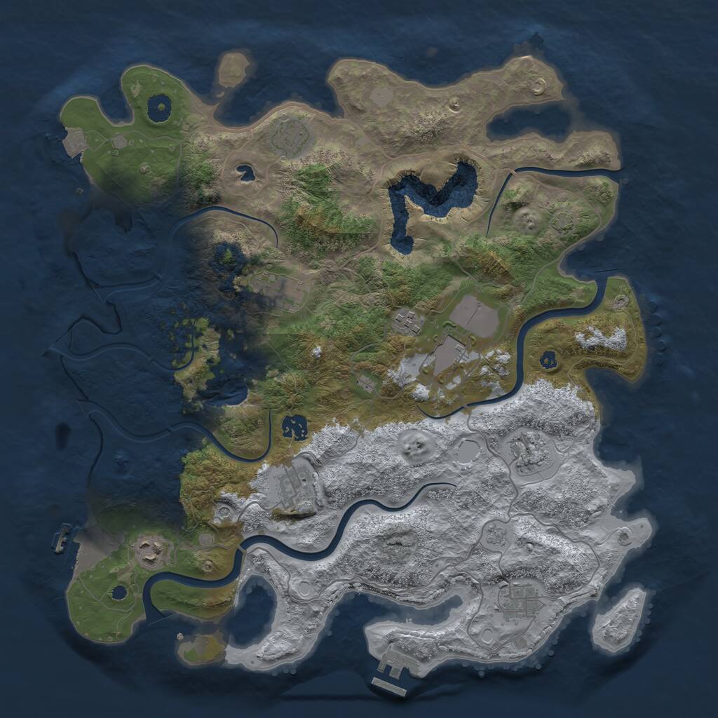 Rust Map: Procedural Map, Size: 4050, Seed: 6307849, 15 Monuments