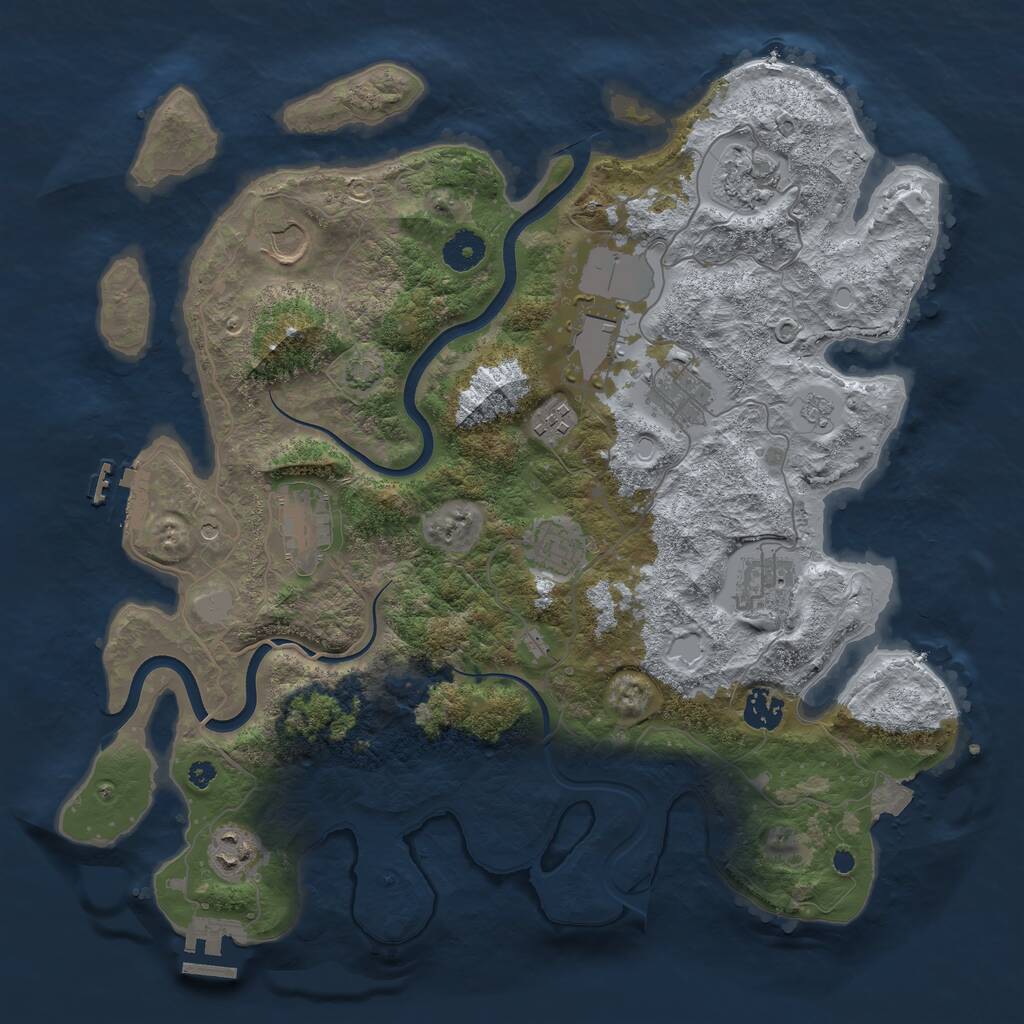 Rust Map: Procedural Map, Size: 3800, Seed: 75430, 16 Monuments