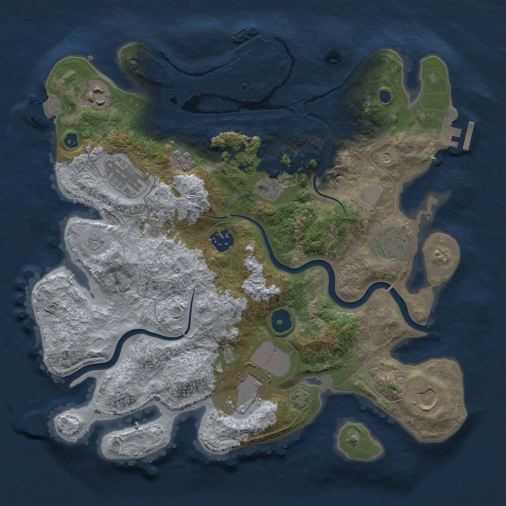 Rust Map: Procedural Map, Size: 3500, Seed: 609665936, 14 Monuments