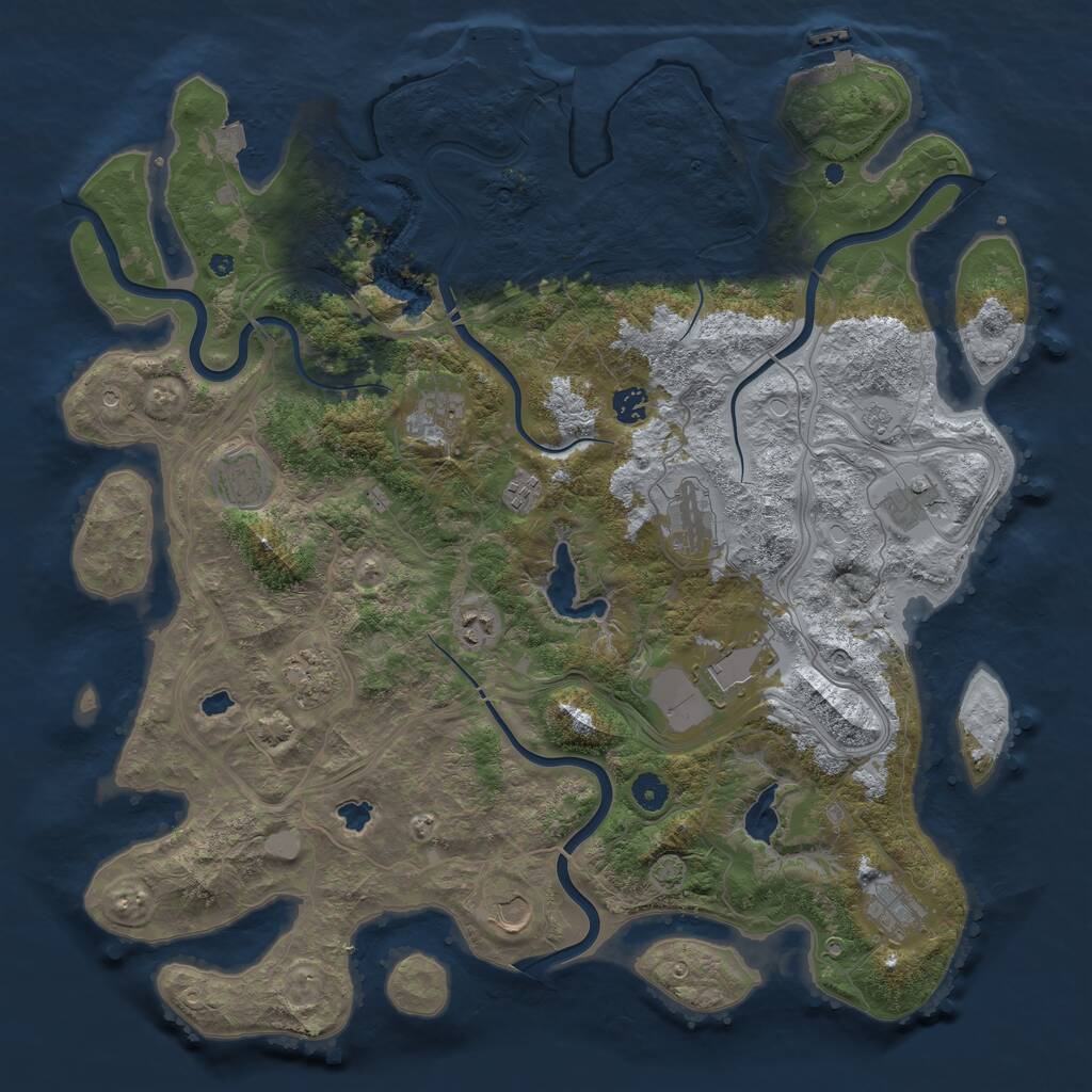 Rust Map: Procedural Map, Size: 4500, Seed: 1040820981, 17 Monuments