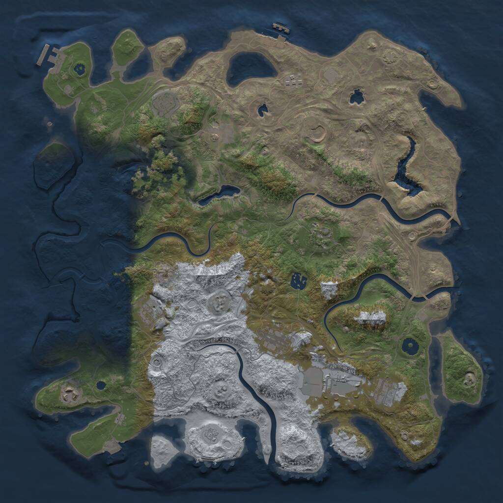 Rust Map: Procedural Map, Size: 4500, Seed: 199921621, 17 Monuments