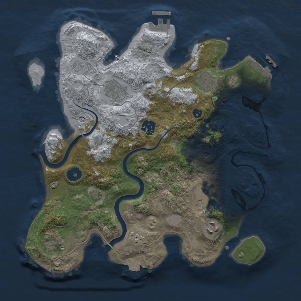 Rust Map: Procedural Map, Size: 3200, Seed: 90995179, 13 Monuments