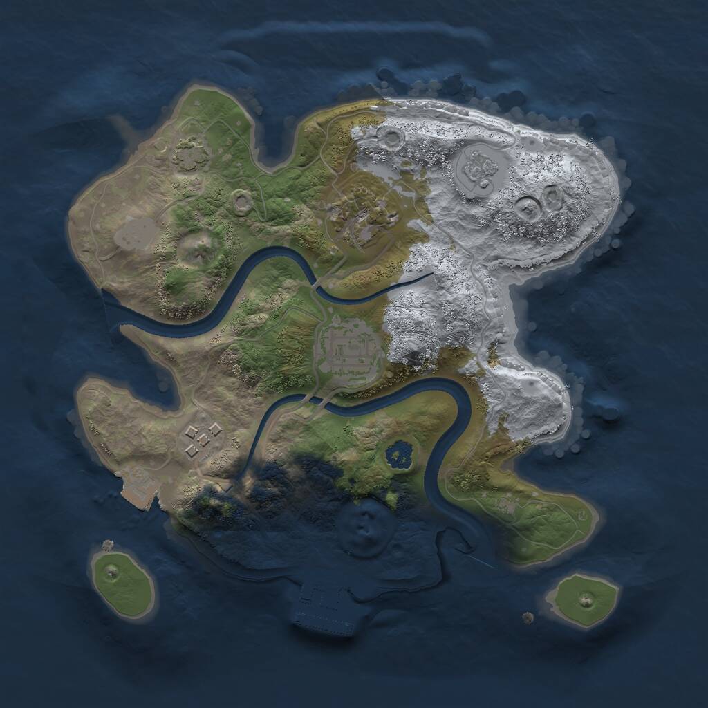 Rust Map: Procedural Map, Size: 2500, Seed: 1863311762, 7 Monuments